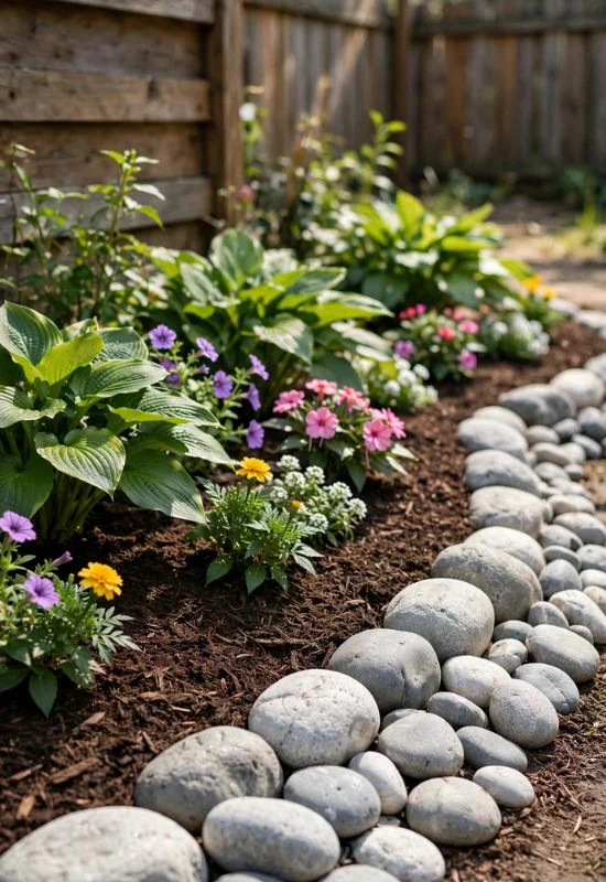 Create a River Rock Garden Border