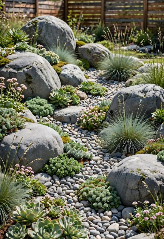 Create a River Rock Rock Garden